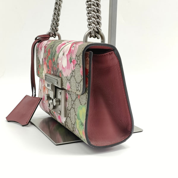 Padlock Shoulder Bag Blooms Print GG Coated Canvas Small