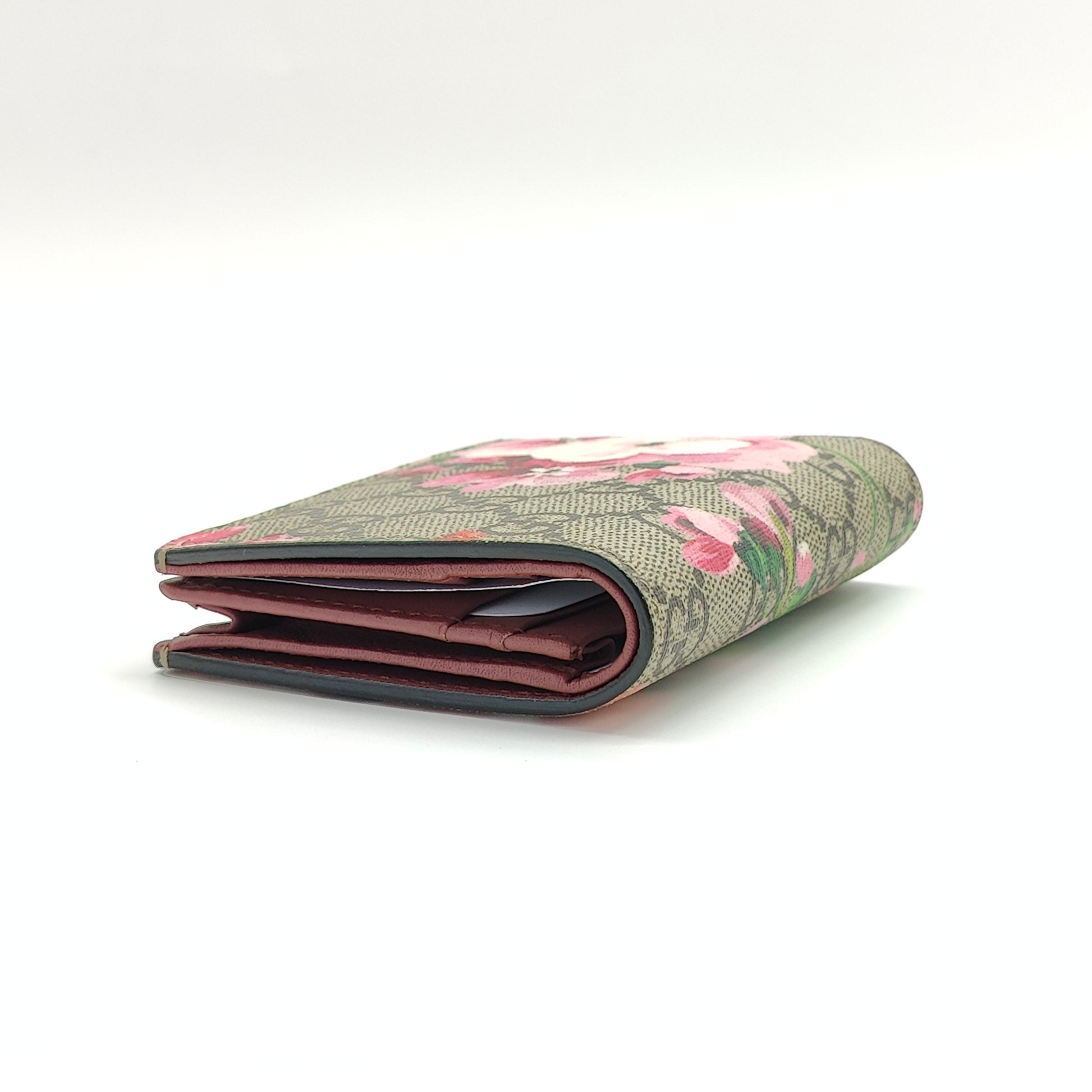 GG Supreme Monogram Blooms Card Holder Wallet