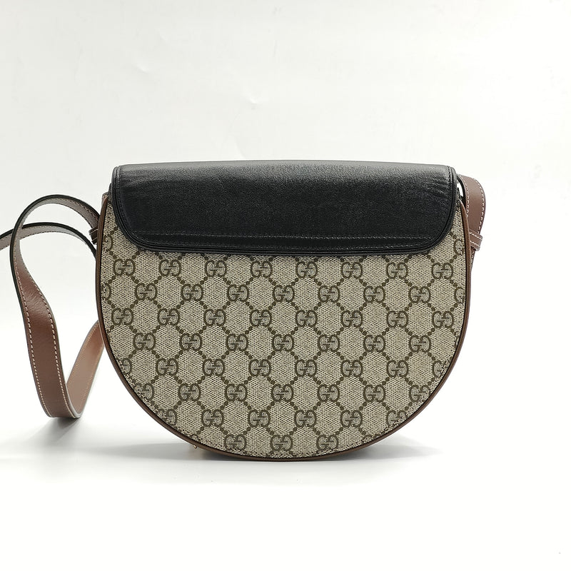 Padlock Saddle Shoulder Bag GG Coated Canvas and Leather Small