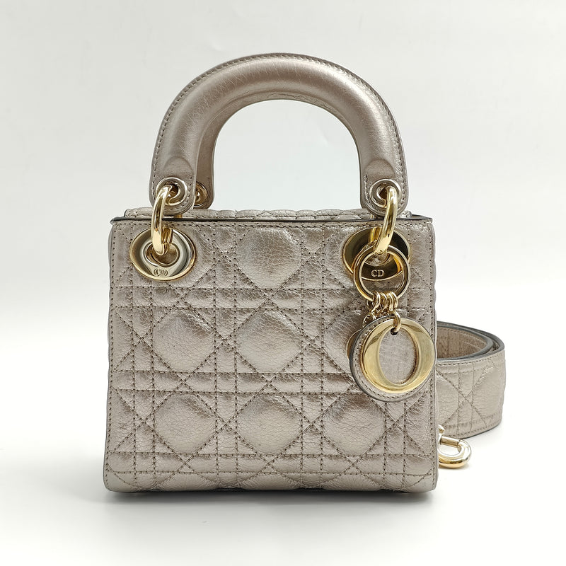 Mini Lady Dior Bag Opaline Pearlescent Cannage Lambskin