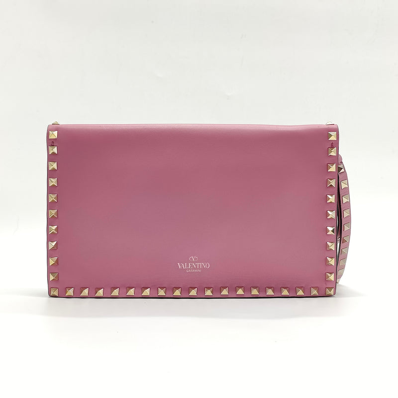 Rockstud Flap Clutch Leather