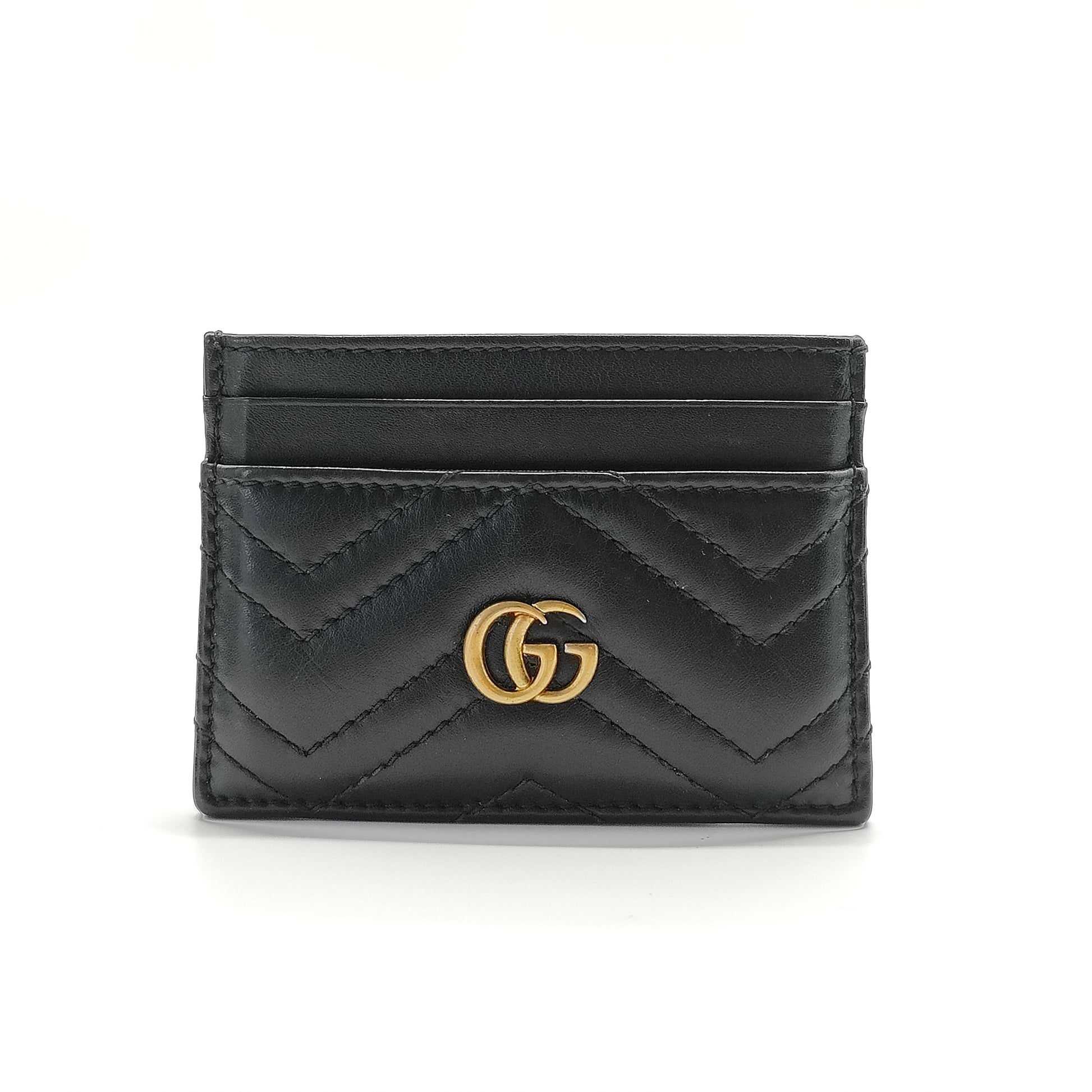 GG Marmont Card Holder Diagonal Quilted Leather