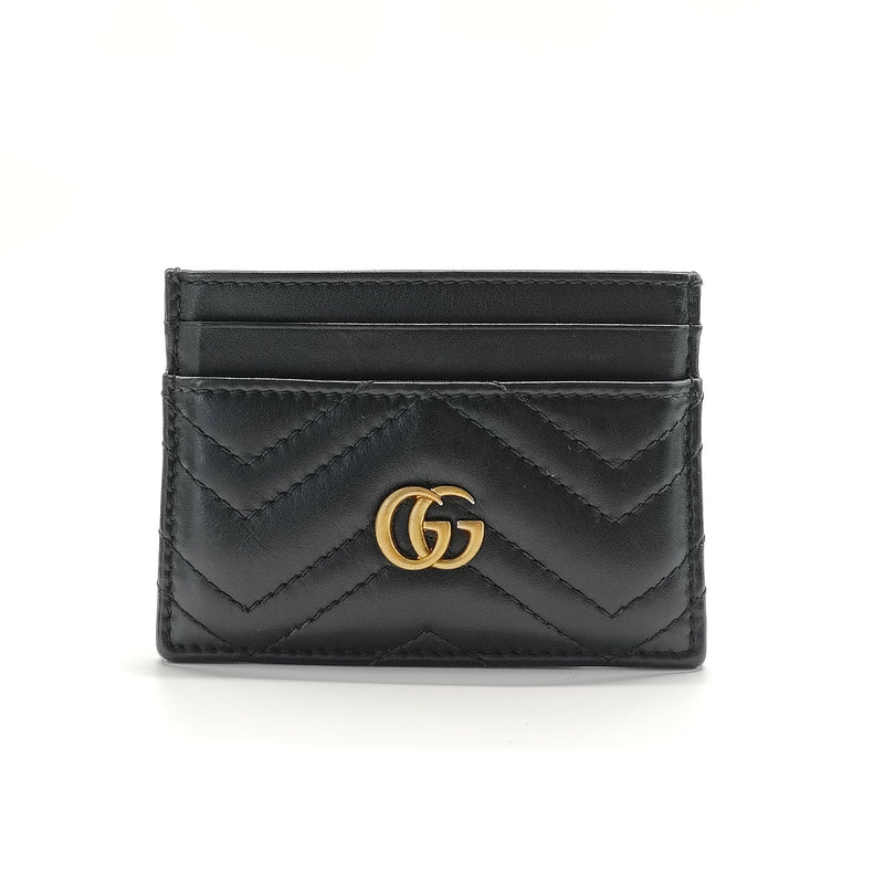 GG Marmont Card Holder Diagonal Quilted Leather