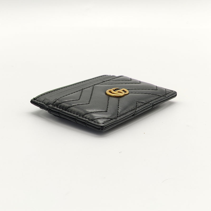 GG Marmont Card Holder Diagonal Quilted Leather