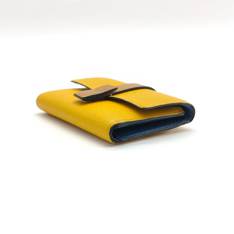 Yellow Leather Tri-Fold Wallet