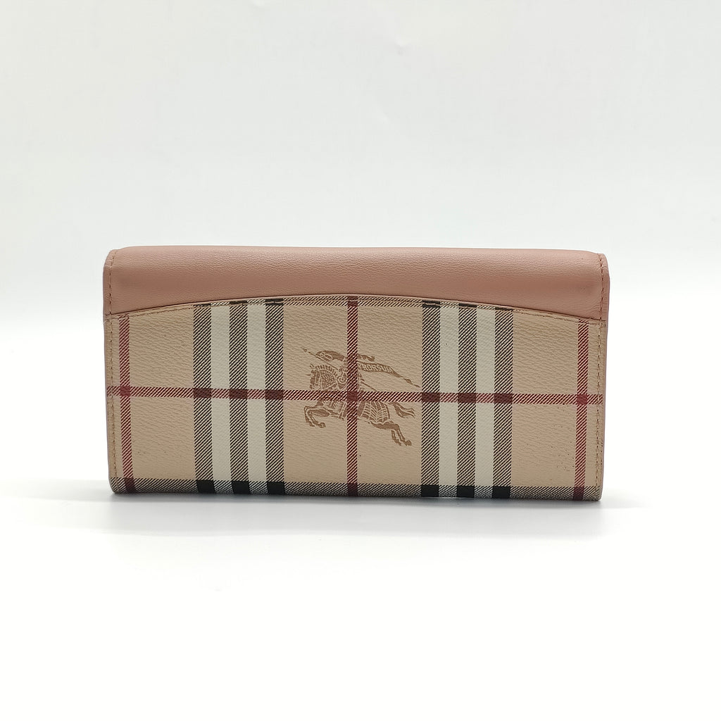 Porter Continental Wallet Leather and House Check Canvas Long