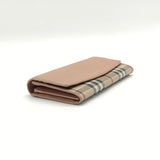 Porter Continental Wallet Leather and House Check Canvas Long