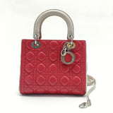 Lambskin Cannage Medium Tri-Color Lady Dior Fuchsia