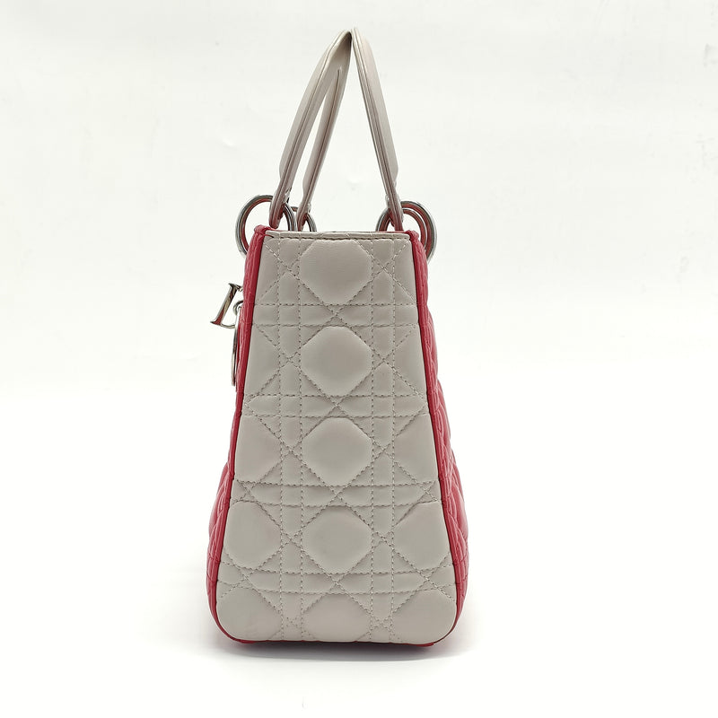 Lambskin Cannage Medium Tri-Color Lady Dior Fuchsia