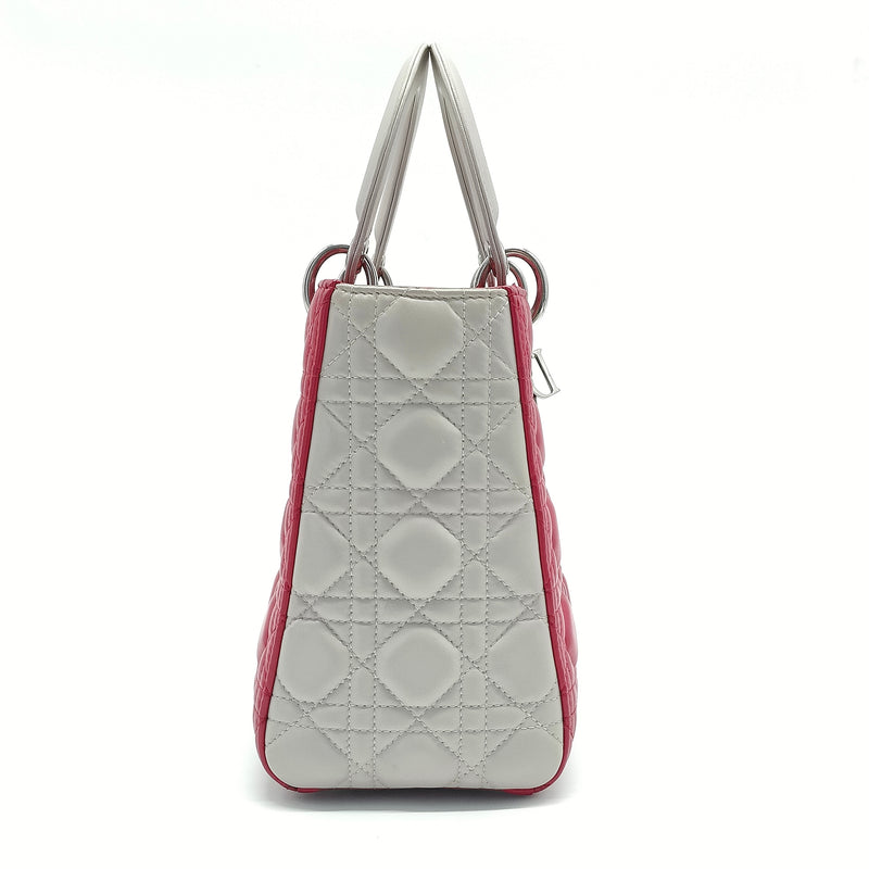 Lambskin Cannage Medium Tri-Color Lady Dior Fuchsia