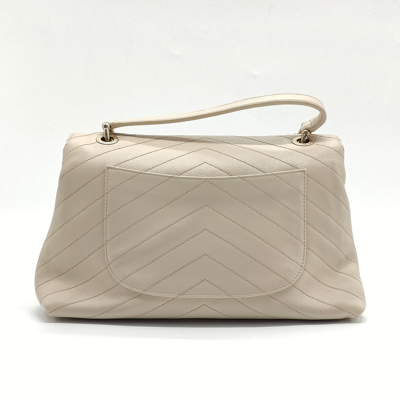 Chevron Chic Top Handle Bag Chevron Calfskin with Elaphe Medium