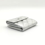 Metallic Lambskin Quilted Flap Card Holder Wallet