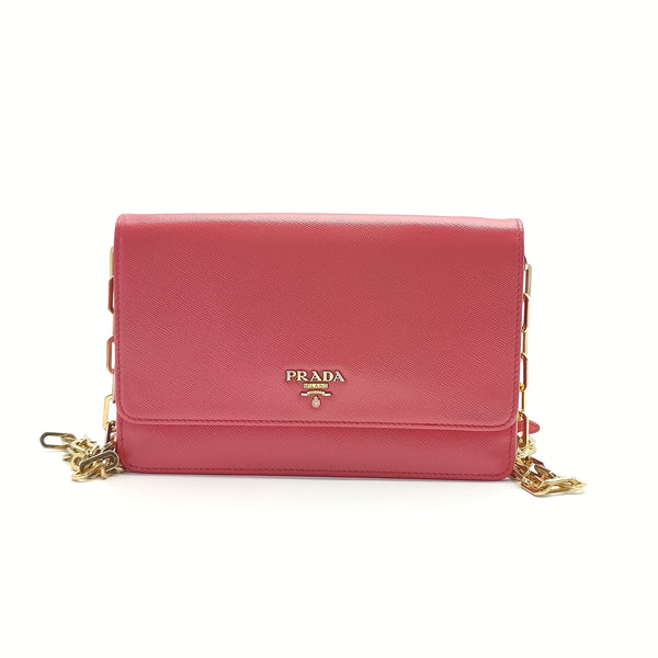 Chain Wallet Crossbody Saffiano Leather