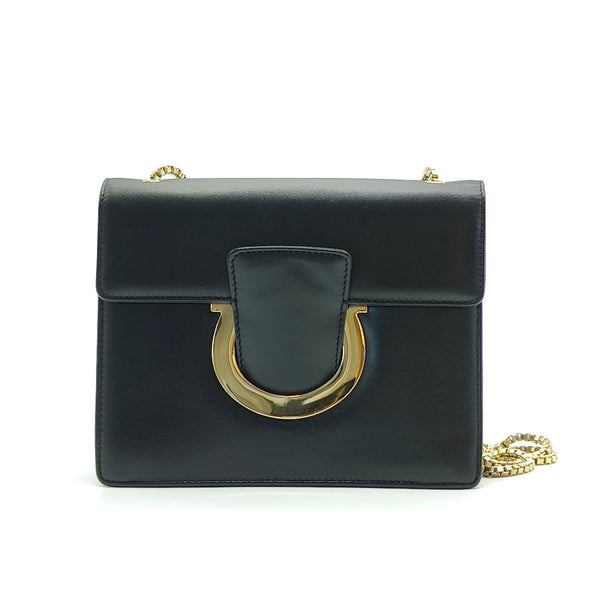 Calfskin Thalia Flap Shoulder Bag Black