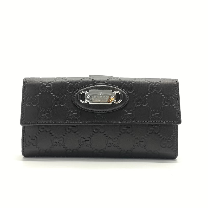 Guccissima Punch Continental Flap Wallet Black