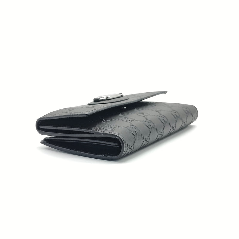 Guccissima Punch Continental Flap Wallet Black