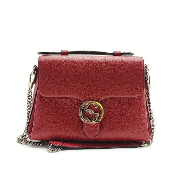 Dollar Calfskin Interlocking G Top Handle Shoulder Bag