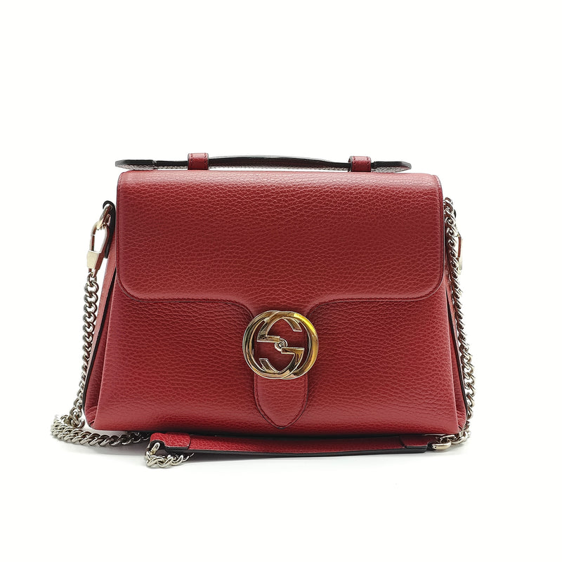 Dollar Calfskin Interlocking G Top Handle Shoulder Bag