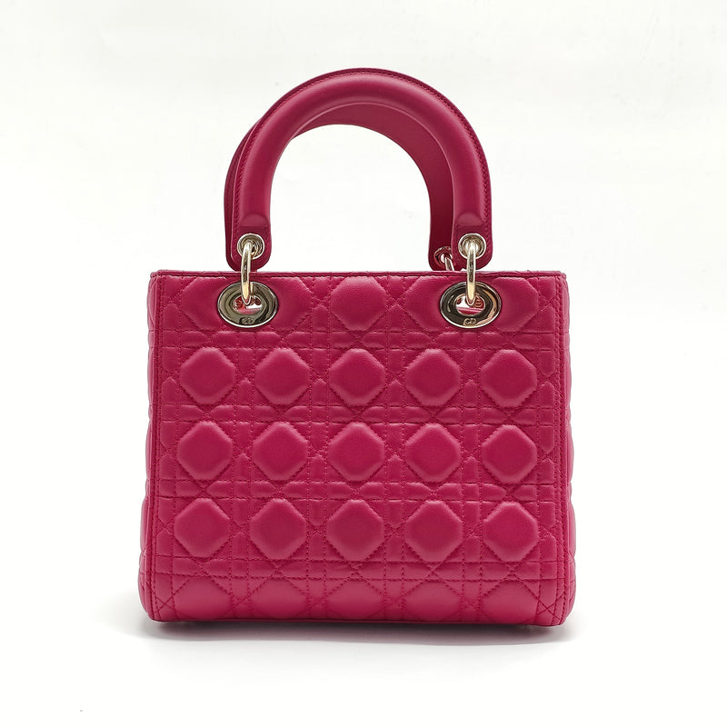 Christian Dior  Lambskin Cannage Medium Lady Dior Pink