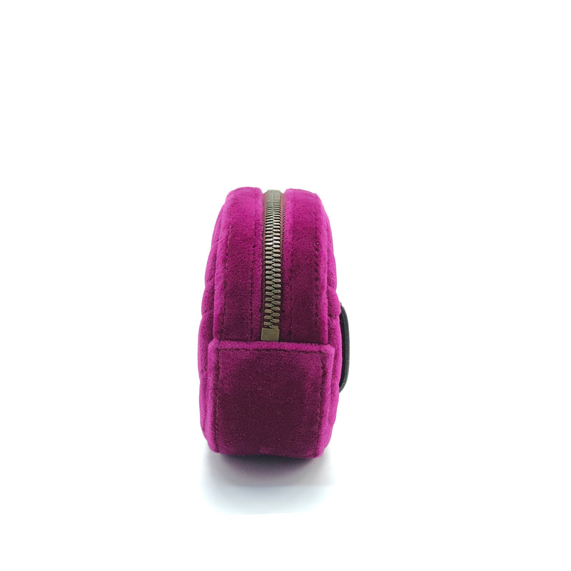 Velvet Matelasse GG Marmont Belt Bag 75 30 Fuchsia Violet Cyclamen