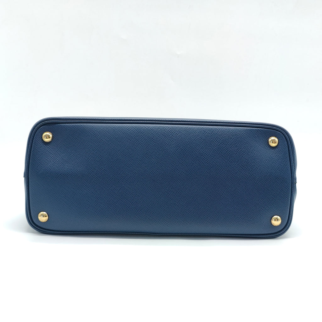 Saffiano Cuir Small Double Bag Ink Blue Fire Engine Red