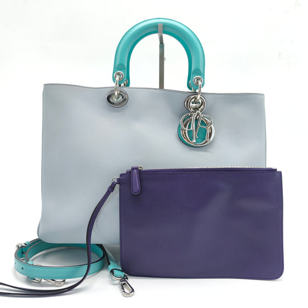 Grey/Blue Leather Lady Dior Tote