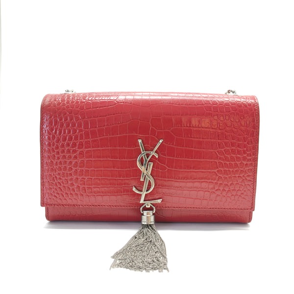 Classic Monogram Tassel Crossbody Bag Crocodile Embossed Leather Medium