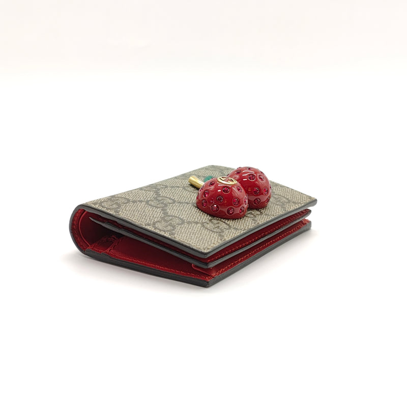 Cherries Flap Card Case GG Coated Canvas