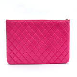 Lambskin Quilted Large Cosmetic Case Dark Pink