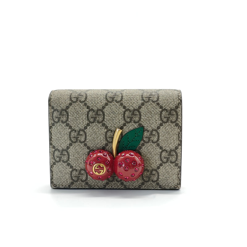 Cherries Flap Card Case GG Coated Canvas