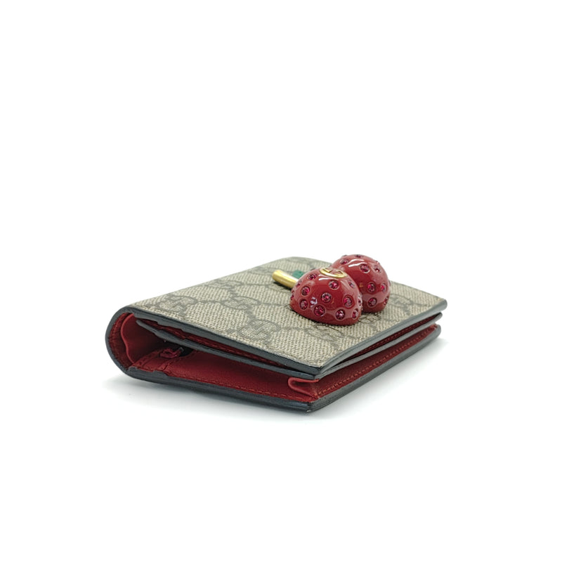 Cherries Flap Card Case GG Coated Canvas