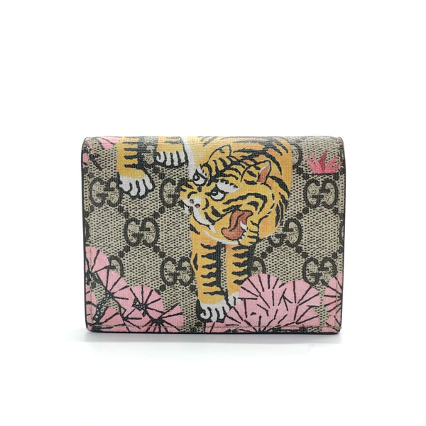 GG Supreme Monogram Bengal Card Case Beige Pink