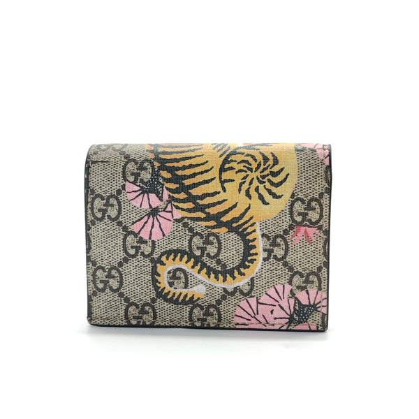 GG Supreme Monogram Bengal Card Case Beige Pink