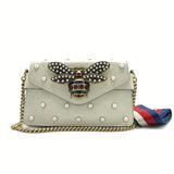 Broadway Pearly Bee Shoulder Bag Embellished Leather Mini