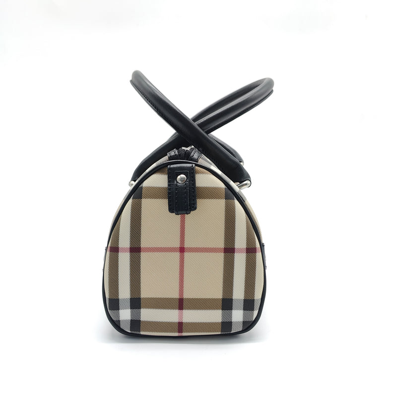 London Check Leather  Top Handle Bag