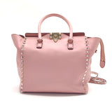 Vitello Rockstud Double Handle Tote Water Rose