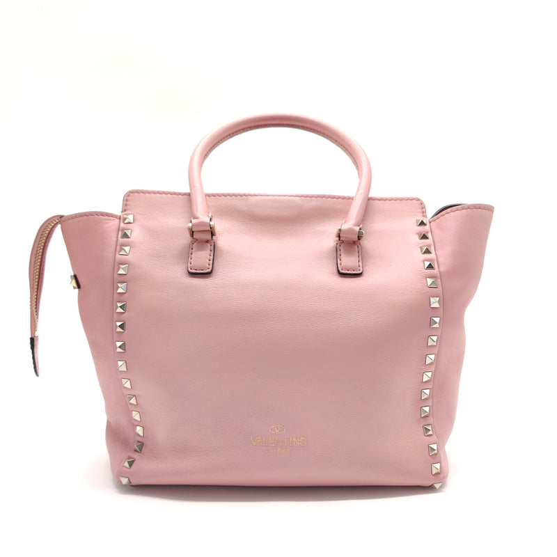 Vitello Rockstud Double Handle Tote Water Rose