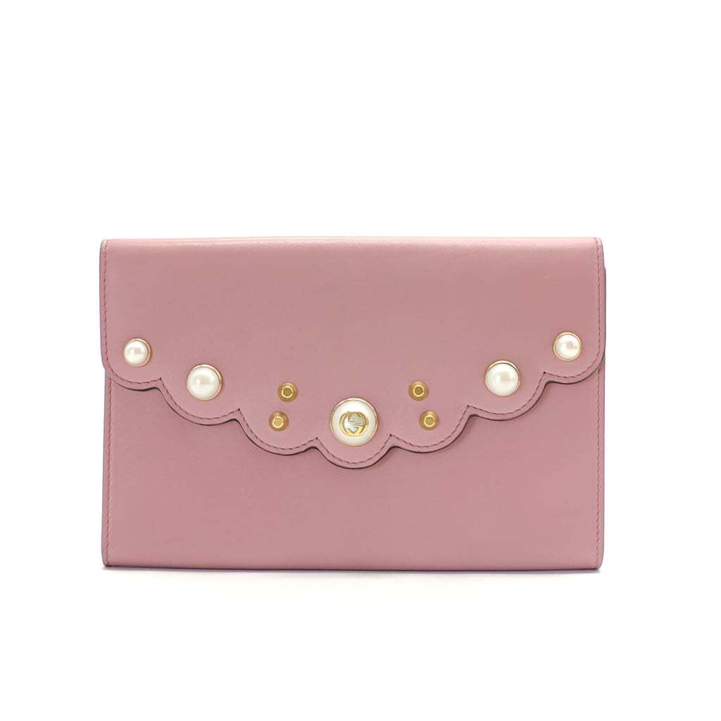 Pearly Peony Wallet on Chain Leather Mini