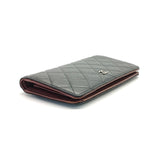 Lambskin Quilted Yen Wallet Black