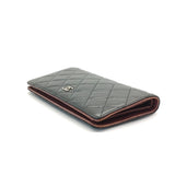 Lambskin Quilted Yen Wallet Black