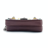 Elaphe Vitello Dolce Pequin Inlay Studded Micro Double Baguette Bordeaux Sky