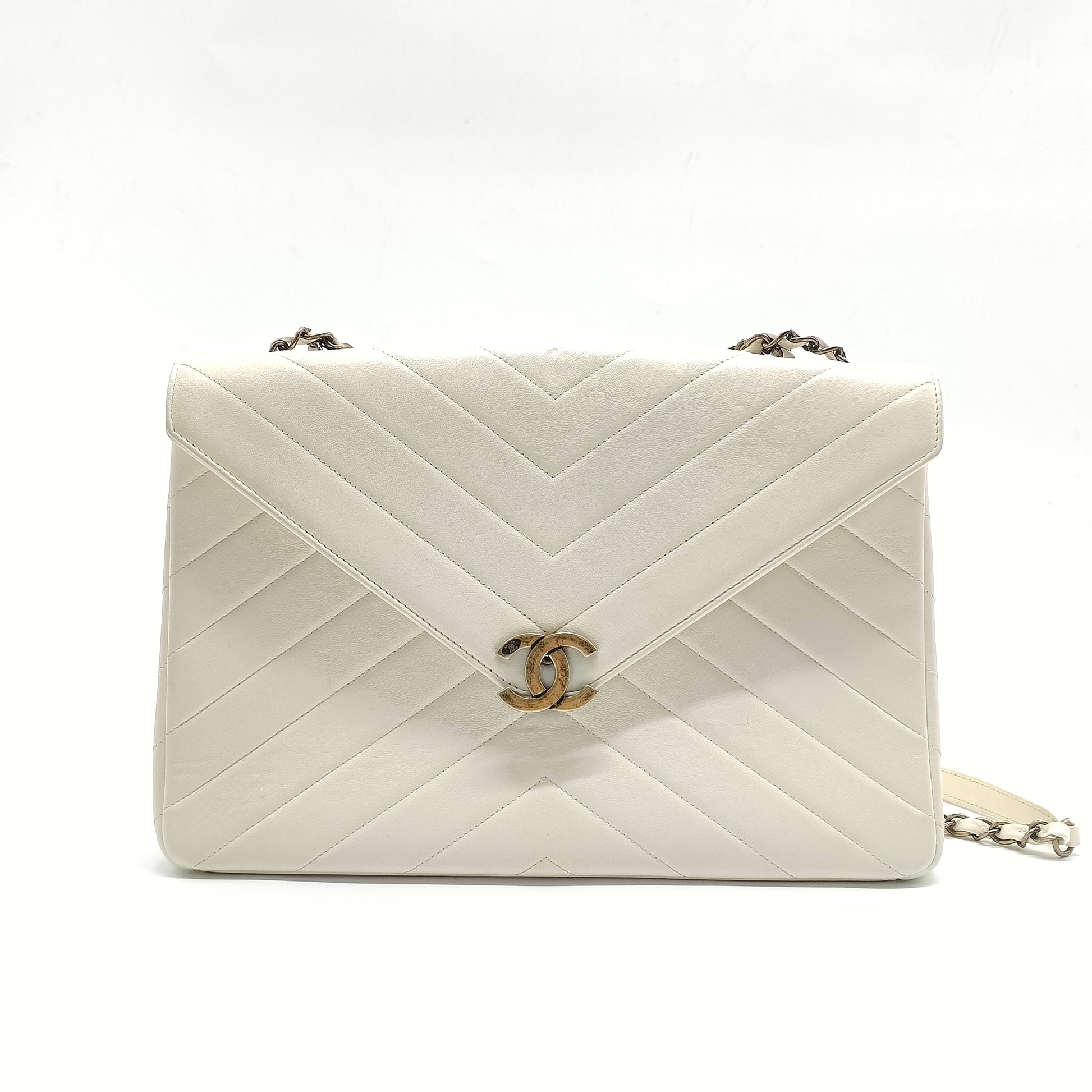 Coco Envelope Flap Bag Chevron Leather Large