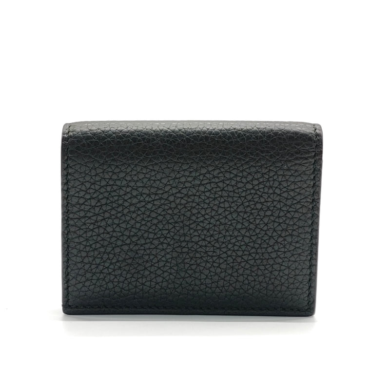 Pebbled Calfskin Animalier Card Case Black