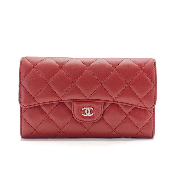 CC Gusset Classic Flap Wallet Quilted Caviar Long