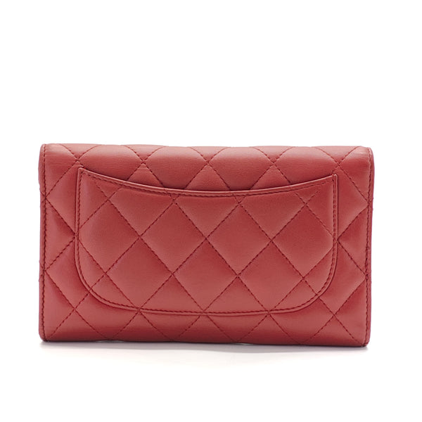 CC Gusset Classic Flap Wallet Quilted Caviar Long