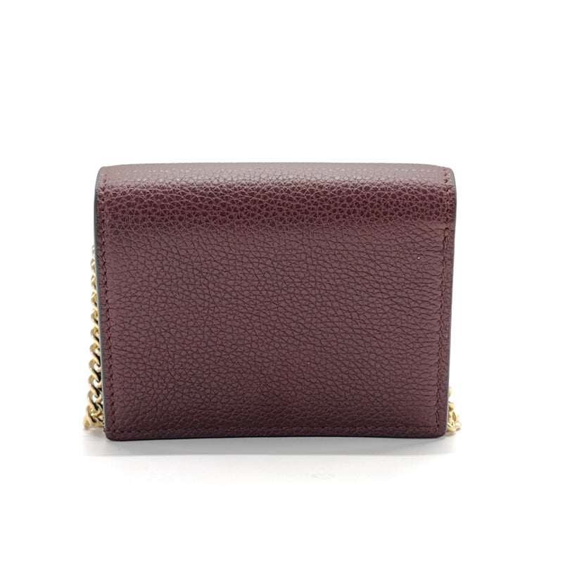 Grainy Calfskin Zumi Chain Card Case Wallet