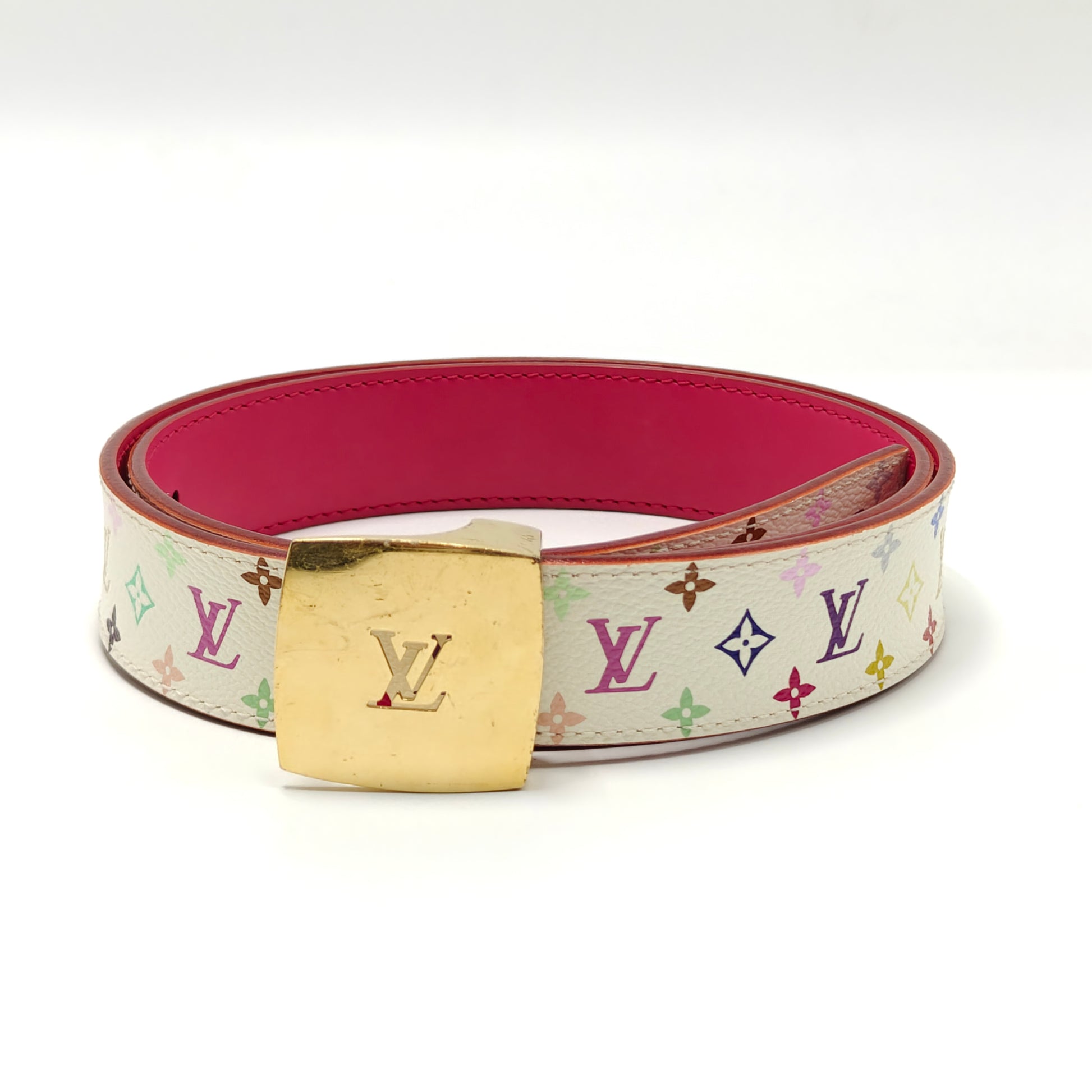Ceinture Carre Belt Monogram Multicolor Thin 75