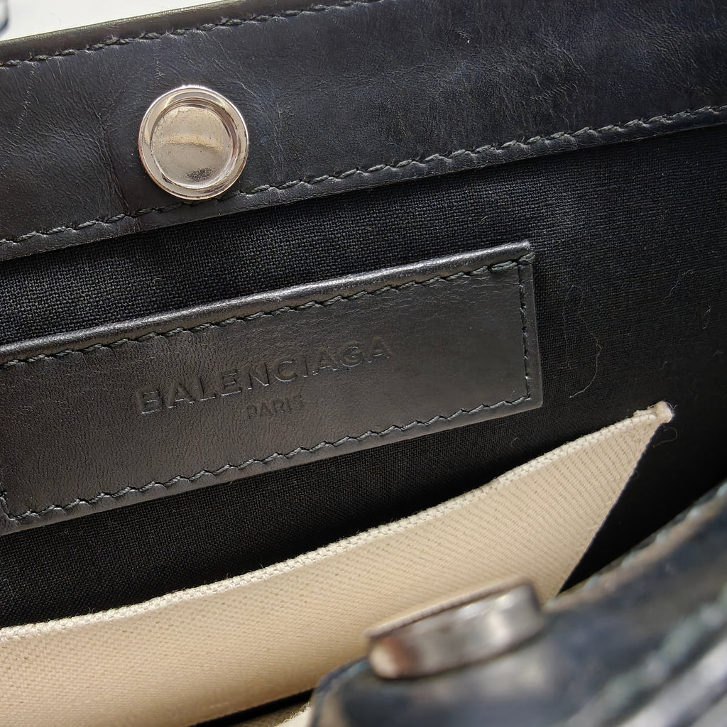 Navy Pochette Canvas and Leather Small