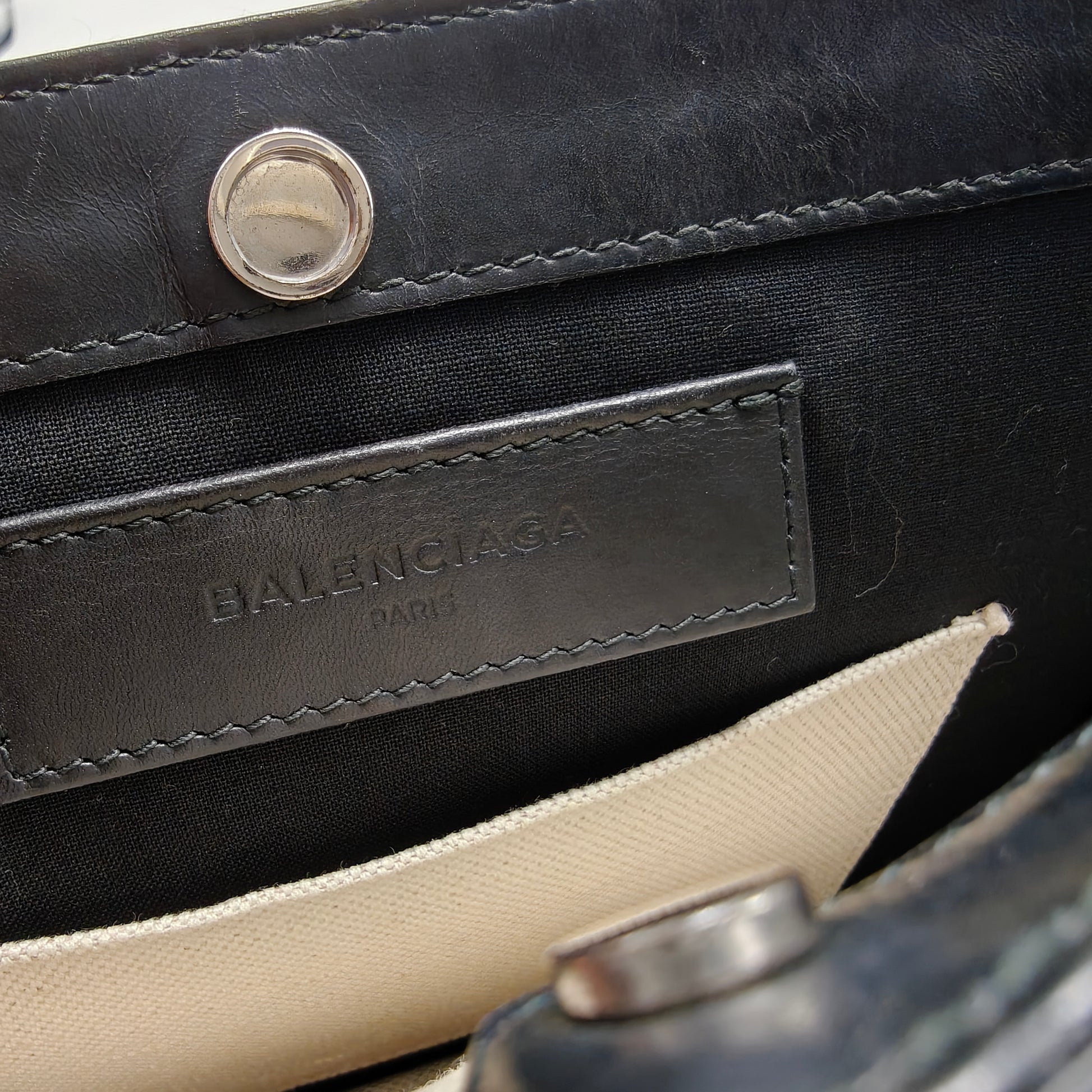 Navy Pochette Canvas and Leather Small
