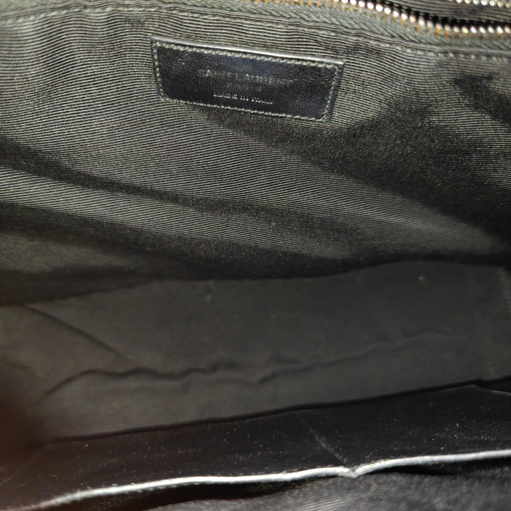 Black Chevron Quilted Leather Monogram Tote Bag